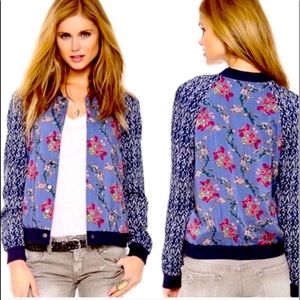 FREE PEOPLE FLORAL IKAT BOMBER JACKET SZ SMALL